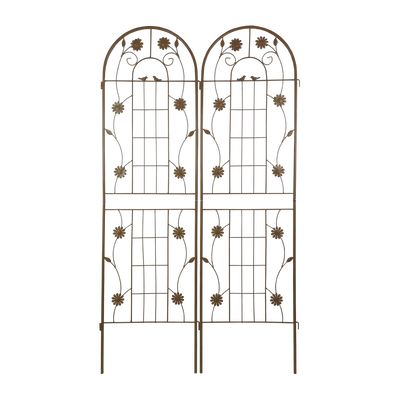 2 Pack Metal Garden Trellis 71' x 19.7' Rustproof Trellis for Climbing Plants Outdoor Flower Support Brown
