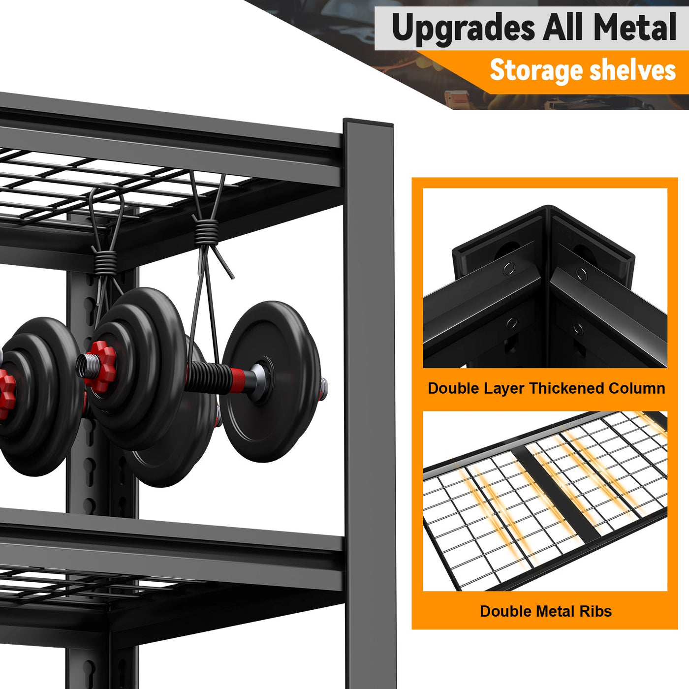 59 Inches Metal Garage Storage Rack, Heavy-Duty Steel Moisture-Proof And Waterproof 5-Layer Adjustable Storage Shelving Unit.Designed For Warehouse Storage (food Pantries, Industrial Use)
