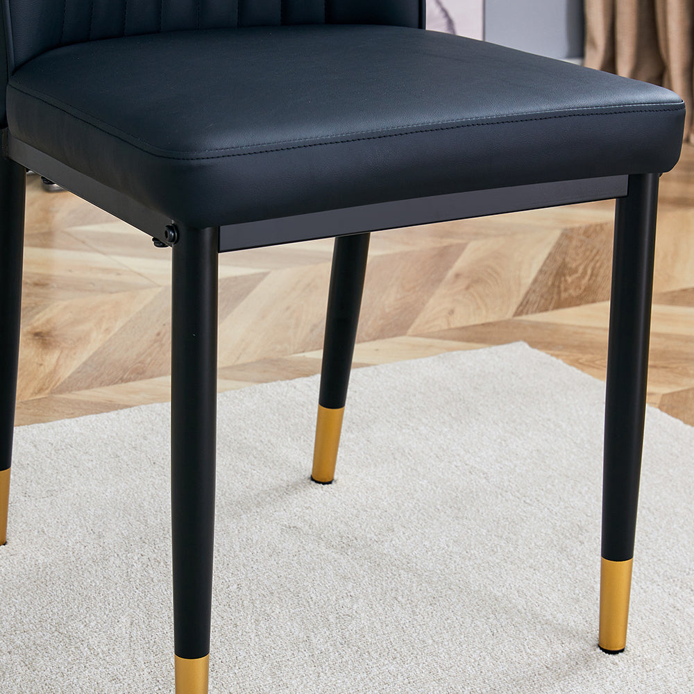 A set of 4 dining chairs, black dining chair set, PU material high backrest seats and sturdy leg chairs, suitable for restaurants, kitchens, and living rooms