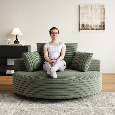 55''L Corduroy Chenille Foam Single Swivel Chair, Fluffy Modern Sleeper, 360 Degree Swivel Chair for Living Room, Bedroom, Lounge and Projection Room