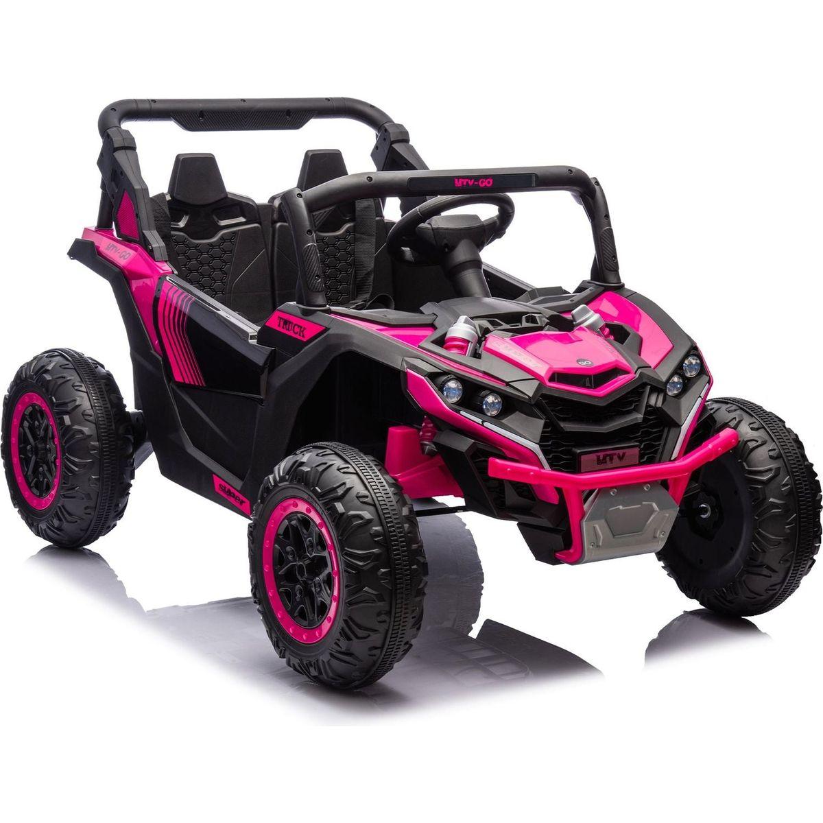 24V Two-Seater Kids Ride On UTV W/Parents Remote Control,Four-Wheel Suspension,Slow Start,Large wheel design,Anti-collision bar,Storage space,Music,USB,Bluetooth,Volume control,LED lights for Kids 3+.