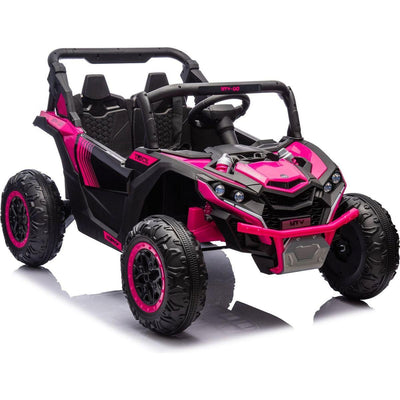 24V Two-Seater Kids Ride On UTV W/Parents Remote Control,Four-Wheel Suspension,Slow Start,Large wheel design,Anti-collision bar,Storage space,Music,USB,Bluetooth,Volume control,LED lights for Kids 3+.