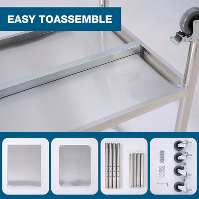 30''*24'' Commercial Work Table for Restaurant and Home Stainless Steel Kitchen Prep Table with Under Shelf and wheels