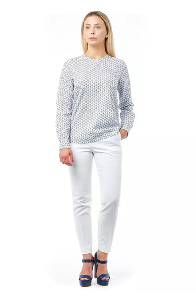 Bagutta White Cotton Women Shirt with Skull Print Closure Detail