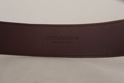 Dolce & Gabbana Maroon Calf Leather Wide Logo Engraved Buckle Belt