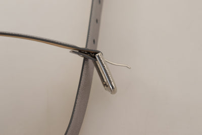 Dolce & Gabbana Metallic Silver Leather Metal Waist Buckle Belt