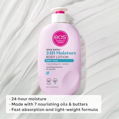 eos Shea Better Body Lotion- Crème de Pistachio, 24-Hour Moisture Skin Care, Lightweight & Non-Greasy, Made with Natural Shea, Vegan, 16 fl oz