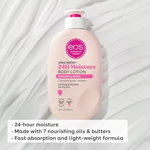 eos Shea Better Body Lotion- Crème de Pistachio, 24-Hour Moisture Skin Care, Lightweight & Non-Greasy, Made with Natural Shea, Vegan, 16 fl oz