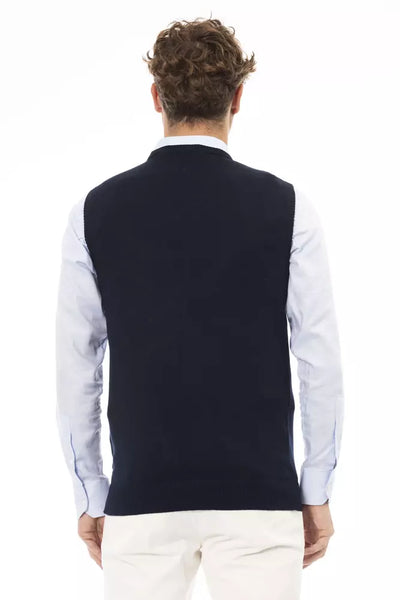 Alpha Studio Blue Viscose Men Jacket