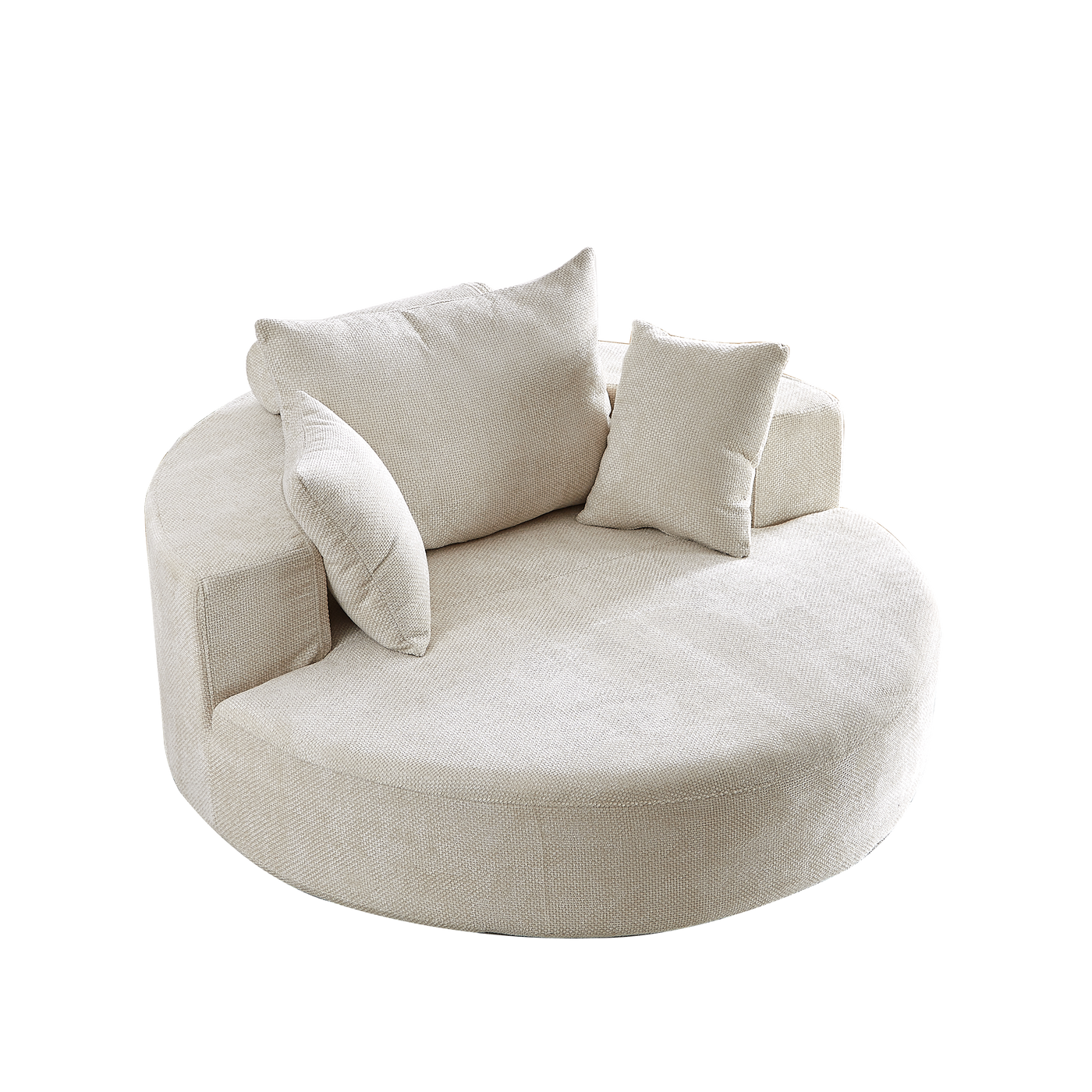 55''L Chenille Foam Single Swivel Chair, Fluffy Modern Sleeper, 360 Degree Swivel Chair for Living Room, Bedroom, Lounge and Projection Room