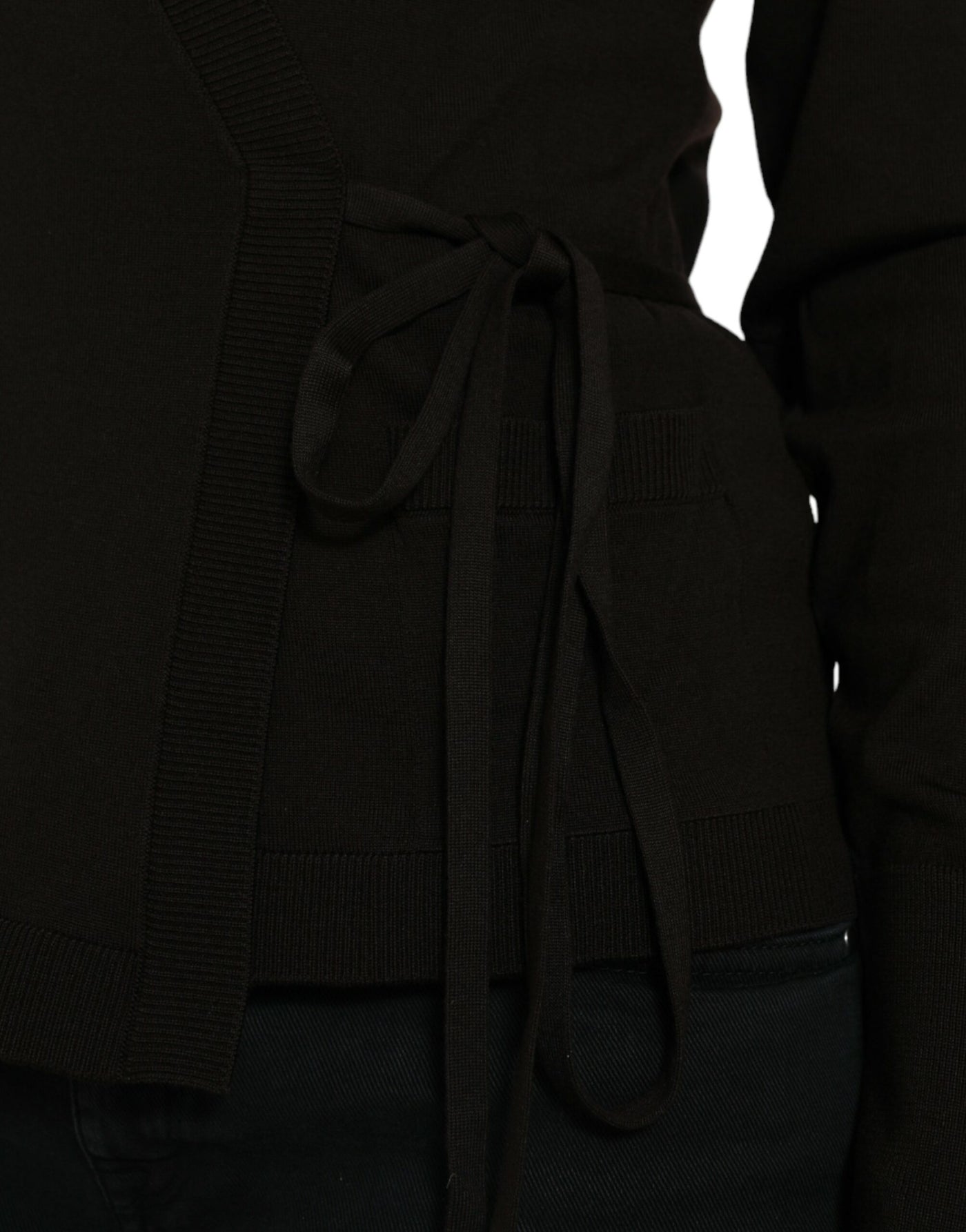 Dolce & Gabbana Black Wool V-neck Crossed Cardigan Sweater