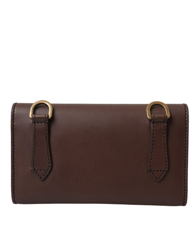 Dolce & Gabbana Brown Leather Logo Embossed Men Mini Shoulder Bag