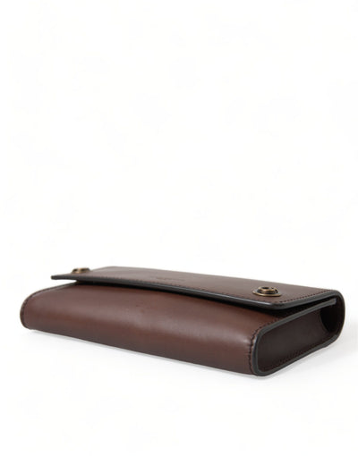 Dolce & Gabbana Brown Leather Logo Embossed Men Mini Shoulder Bag