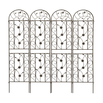4 Pack Metal Garden Trellis 86.7' x 19.7' Rustproof Trellis for Climbing Plants Outdoor Flower Support Brown