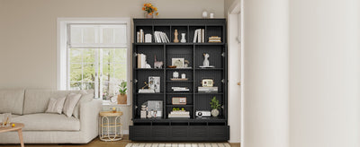 U-Can 78.7'H Hall Tree with Bench and 5 Storage Cubbies, Modern Entryway Storage Organizer Cabinet with 4 Doors, 5 Drawers and Adjustable Shelves for Hallway, Entryway, Living Room