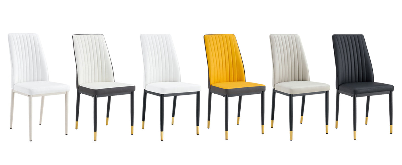 A set of 4 dining chairs, black dining chair set, PU material high backrest seats and sturdy leg chairs, suitable for restaurants, kitchens, and living rooms