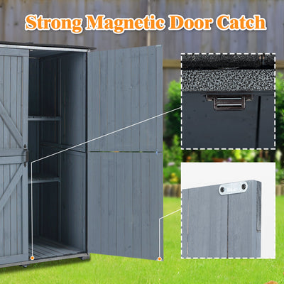 Outdoor Storage Cabinet 55.1'L X 29.1'W X 68.9'H, Garden Shed Tool Shed with Metal Frame Structure for Backyard Garden Patio Lawn (Blue Gray)