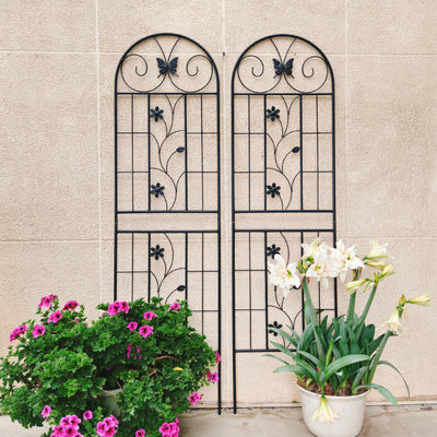 2 Pack Metal Garden Trellis 71' x 19.7' Rustproof Trellis for Climbing Plants Outdoor Flower Support Black