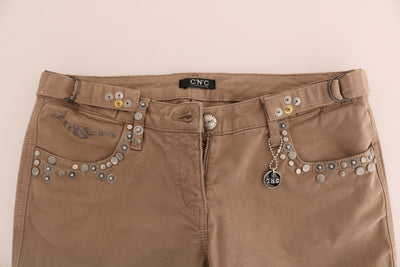 Costume National Beige Cotton Stretch Slim Fit Jeans
