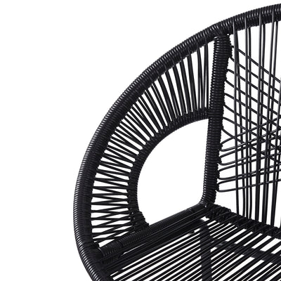 Ferrara Outdoor Patio Barstool Set of 2, Black Faux Wicker PE Rattan with Iron Frame