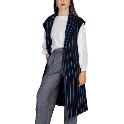 ICHI Blue Polyester Sleveless Jacket