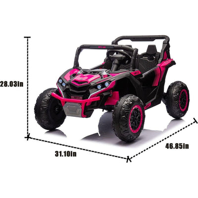 24V Two-Seater Kids Ride On UTV W/Parents Remote Control,Four-Wheel Suspension,Slow Start,Large wheel design,Anti-collision bar,Storage space,Music,USB,Bluetooth,Volume control,LED lights for Kids 3+.