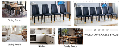 A set of 4 dining chairs, black dining chair set, PU material high backrest seats and sturdy leg chairs, suitable for restaurants, kitchens, and living rooms