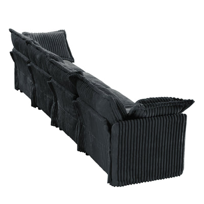 Slipcovered Long Sofa, 4 Seater Sofa with Removable Cover, Extra Deep Couch for Living Room, Corduroy Fabric Cloud Like Comfy Sofa Couch, Gray Corduroy Fabric