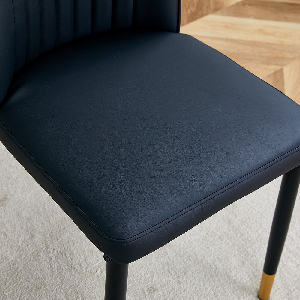 A set of 4 dining chairs, black dining chair set, PU material high backrest seats and sturdy leg chairs, suitable for restaurants, kitchens, and living rooms