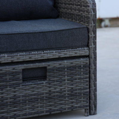5 Pieces Wicker Patio Furniture Set Outdoor Patio Chairs with Ottomans Conversation Furniture with coffetable for Poolside Garden Balcony