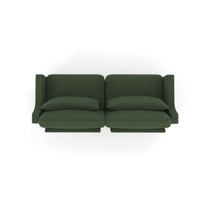 Elegant Two-Seater Chenille Fabric Sofa with Lumbar Pillows, Ergonomic Design, Green