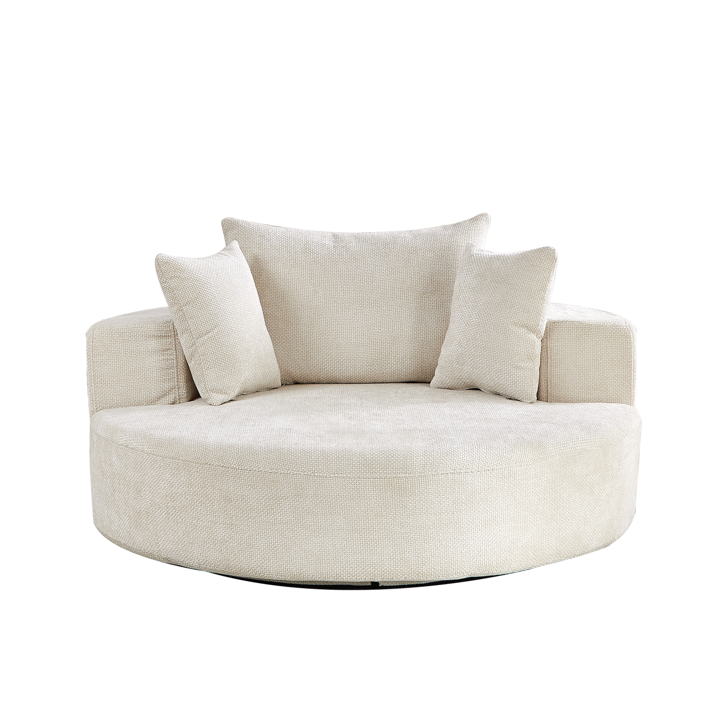 55''L Chenille Foam Single Swivel Chair, Fluffy Modern Sleeper, 360 Degree Swivel Chair for Living Room, Bedroom, Lounge and Projection Room