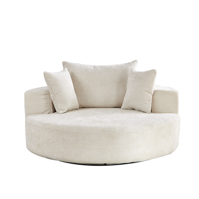 55''L Chenille Foam Single Swivel Chair, Fluffy Modern Sleeper, 360 Degree Swivel Chair for Living Room, Bedroom, Lounge and Projection Room