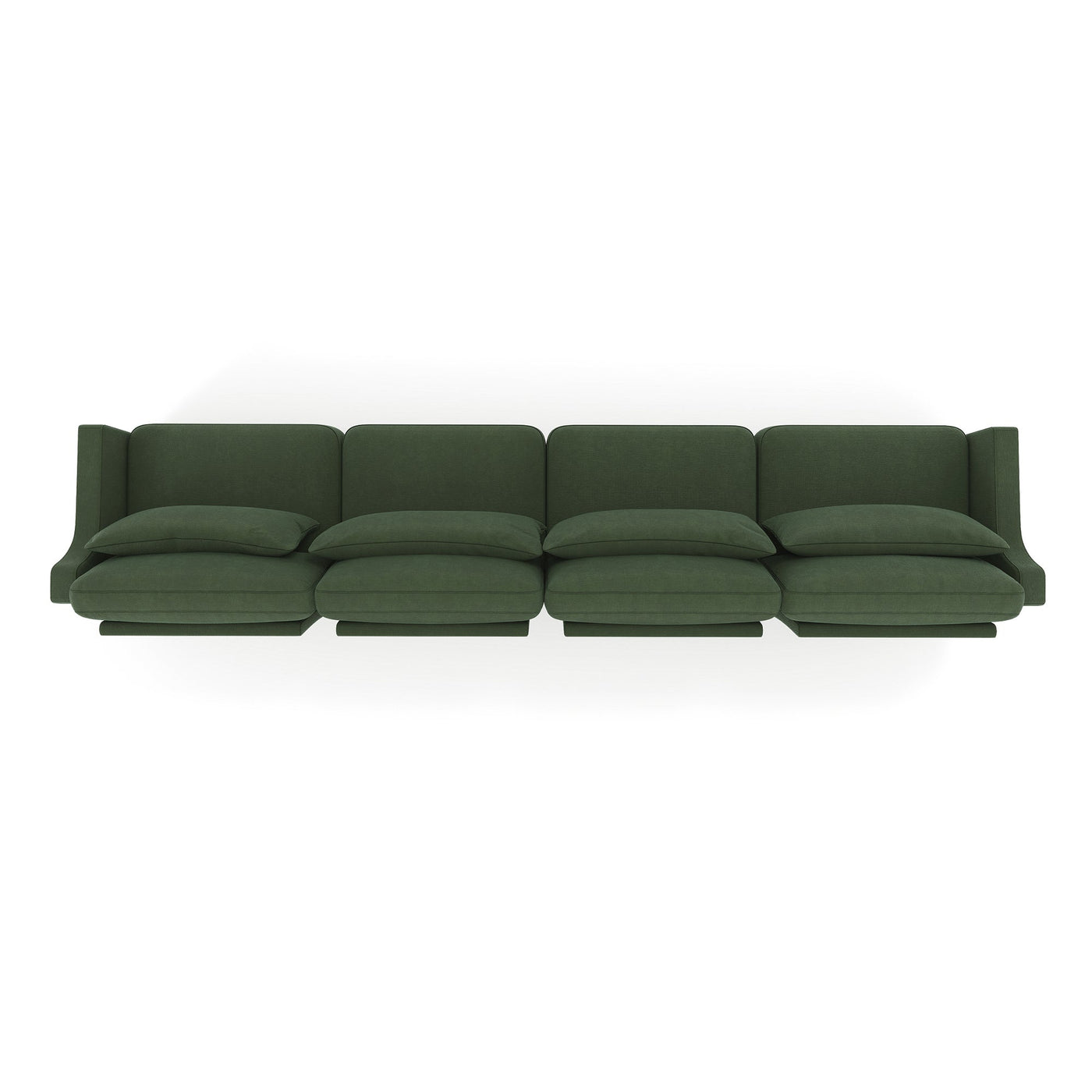 Ergonomic Green Chenille Four-Seater Sofa with Lumbar Pillow, Solid Wood Frame, High-Resilience Sponge