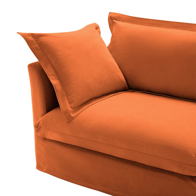 Slipcovered Sectional 2 Seater Sofa Couch with Convertible Ottoman, Wide and Deep Seat L Shaped Sofa with Detachable Cover and Soft Multiple Big Pillows, Chenille Fabric, Orange