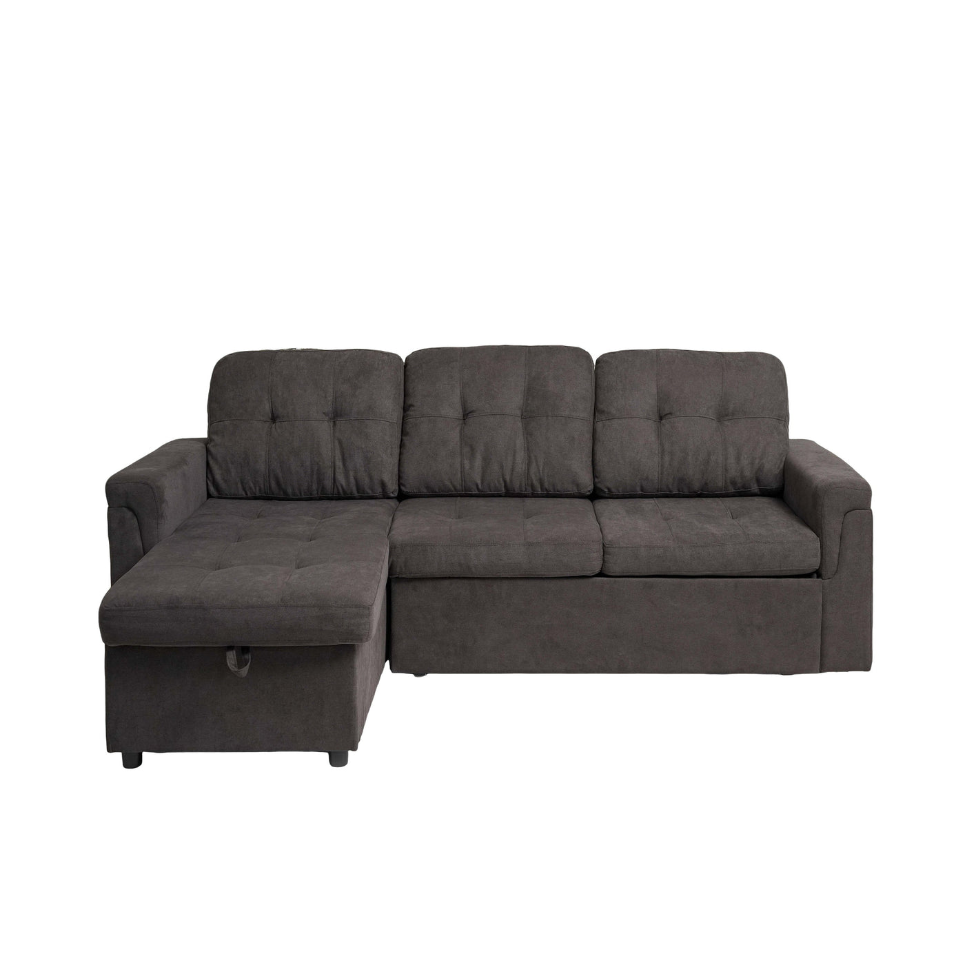 Upholstered Sleeper Sofa, L Shaped Sectional Couch with Reversible Storage, Convertible Corner Lounge Couches w/Pull Out Sofa bed for Living Room, Apartment,
