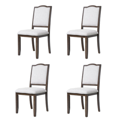 Farmhouse Dining Chairs Set of 4, Upholstered Dining Chairs with High Back, Modern Seating for Kitchen, Bedroom & Living Room(Beige+Brown)