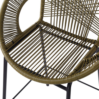 Ferrara Outdoor Patio Green Faux Wicker Barstool Set with Ergonomic Design and Durable PE Material