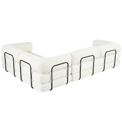 U_Style L-Shaped Modular Sofa Bed in Corduroy Fabric, Ideal for Living Rooms and Apartments