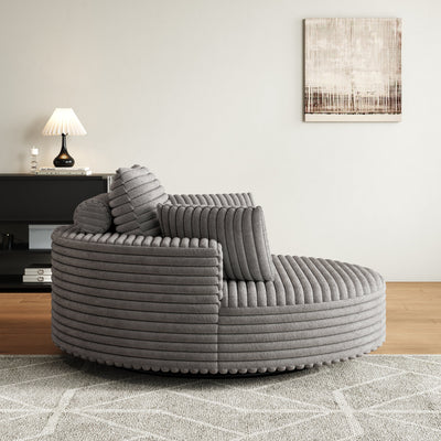 55''L Corduroy Chenille Foam Single Swivel Chair, Fluffy Modern Sleeper, 360 Degree Swivel Chair for Living Room, Bedroom, Lounge and Projection Room