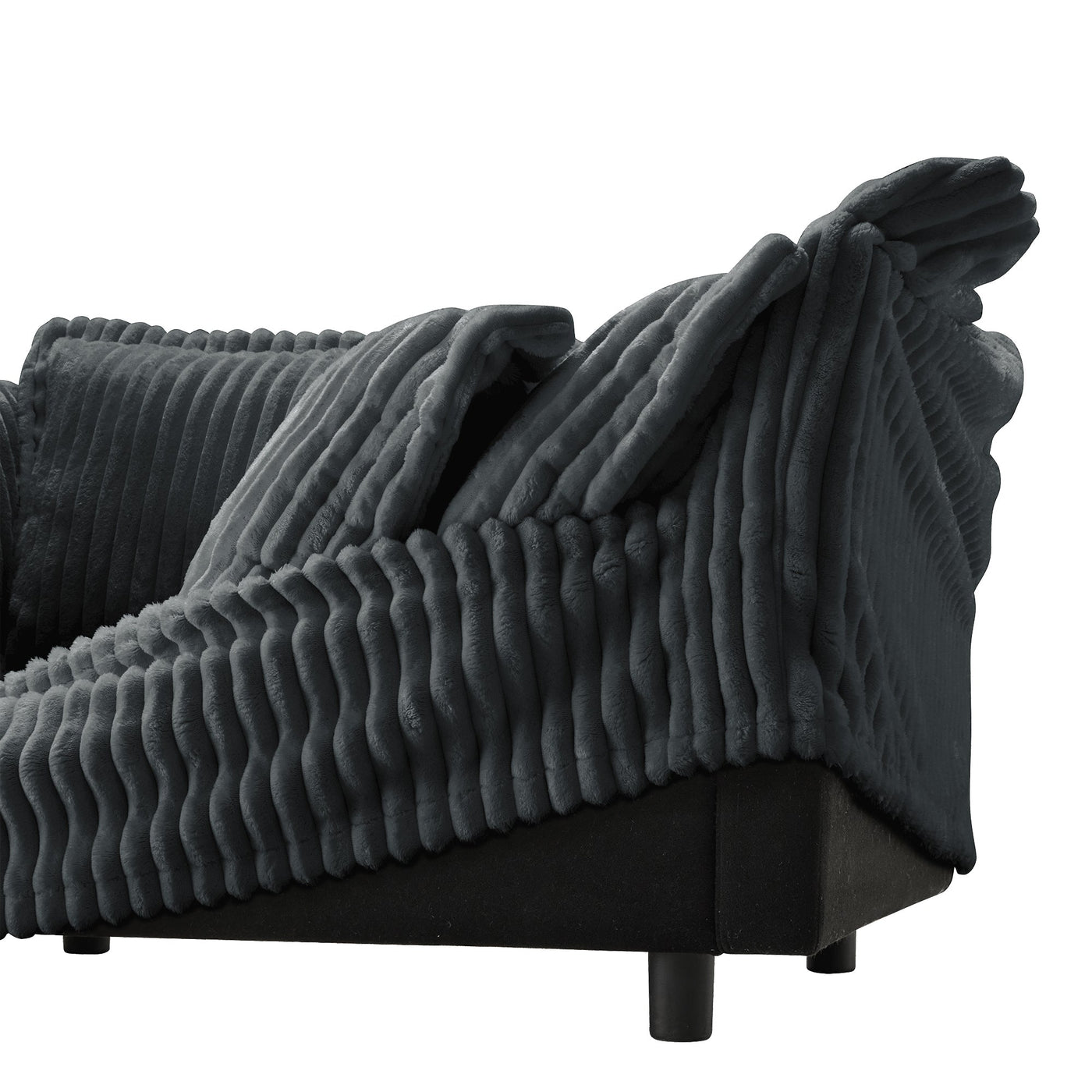Slipcovered Long Sofa, 4 Seater Sofa with Removable Cover, Extra Deep Couch for Living Room, Corduroy Fabric Cloud Like Comfy Sofa Couch, Gray Corduroy Fabric