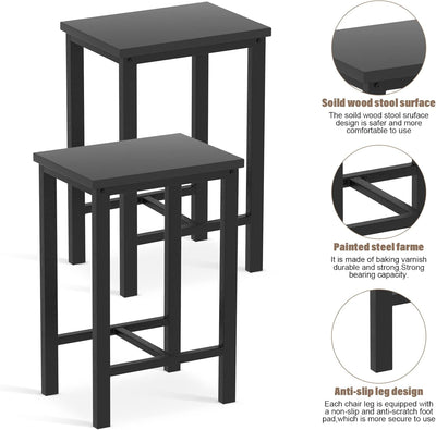 5 Pieces Dining Table Set for 4,Black Bar Table Set with 4 Bar Stools Counter Height Bar Table and Chairs Set. Pub Table Set Breakfast Table for Kitchen, Small Space