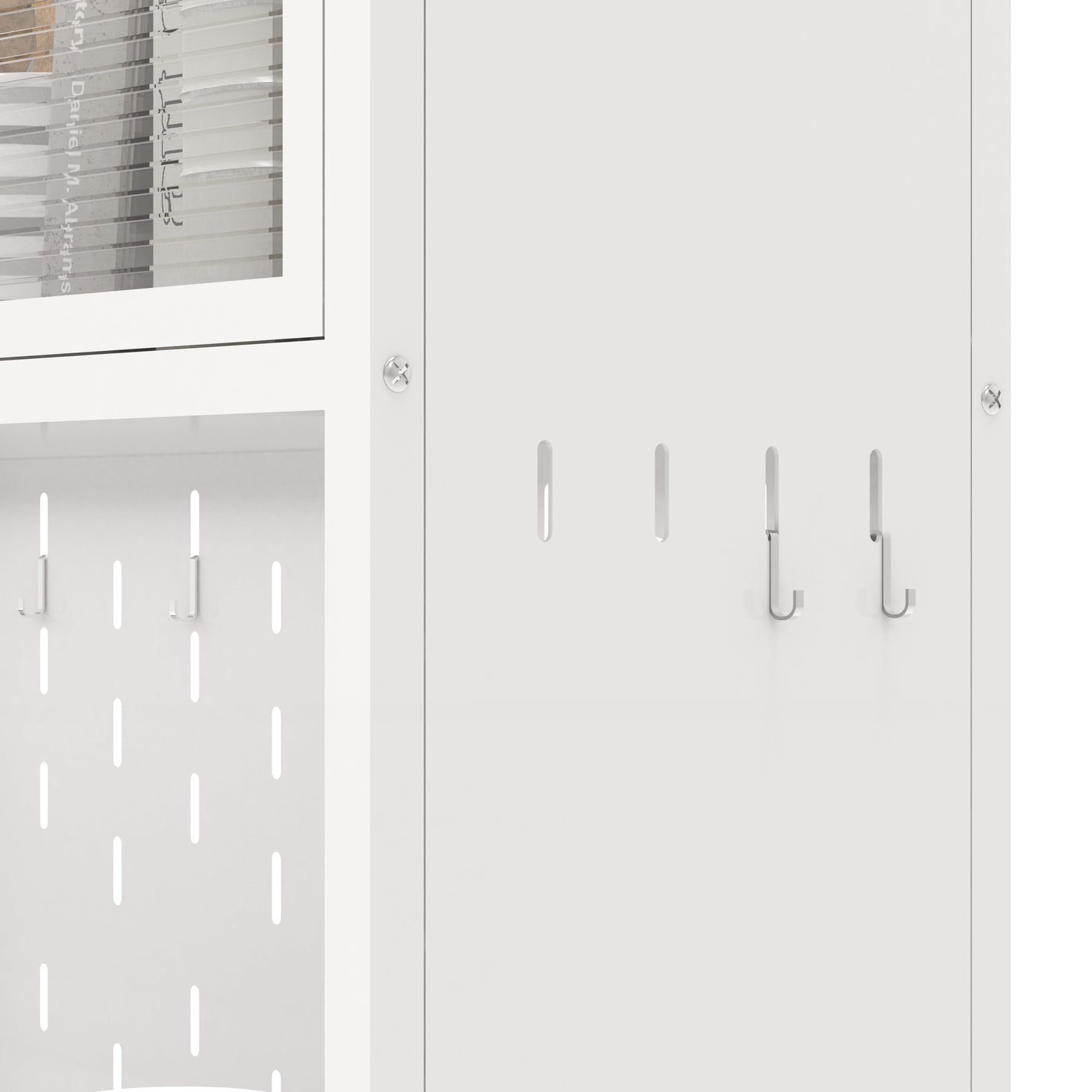 73'' Tall Kitchen Pantry Cabinet , 6 Level Flip Door with Pegboard Metal Pantry Storage Cabinet, Anti-Tip Design Hutch for Kitchen, Dining Room, Living Room (White)