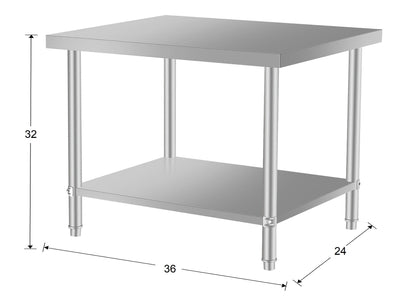 36''*24'' Commercial Work Table for Restaurant and Home Stainless Steel Kitchen Prep Table with Under Shelf