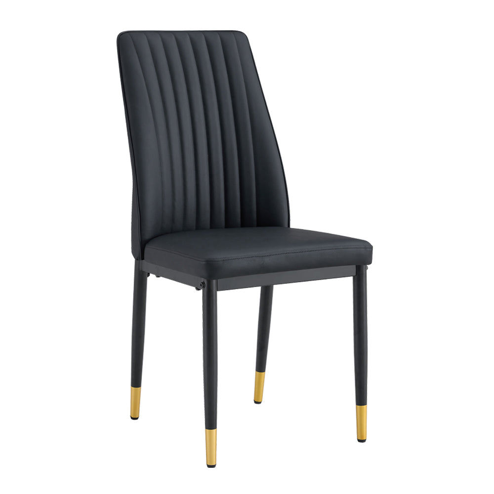 A set of 4 dining chairs, black dining chair set, PU material high backrest seats and sturdy leg chairs, suitable for restaurants, kitchens, and living rooms