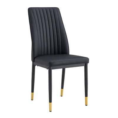 A set of 4 dining chairs, black dining chair set, PU material high backrest seats and sturdy leg chairs, suitable for restaurants, kitchens, and living rooms