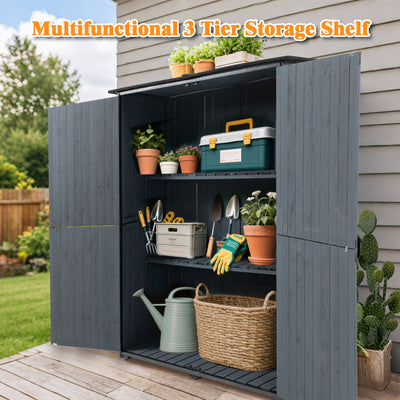 Outdoor Storage Cabinet 55.1'L X 29.1'W X 68.9'H, Garden Shed Tool Shed with Metal Frame Structure for Backyard Garden Patio Lawn (Blue Gray)