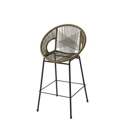 Ferrara Outdoor Patio Green Faux Wicker Barstool Set with Ergonomic Design and Durable PE Material