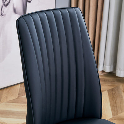 A set of 4 dining chairs, black dining chair set, PU material high backrest seats and sturdy leg chairs, suitable for restaurants, kitchens, and living rooms