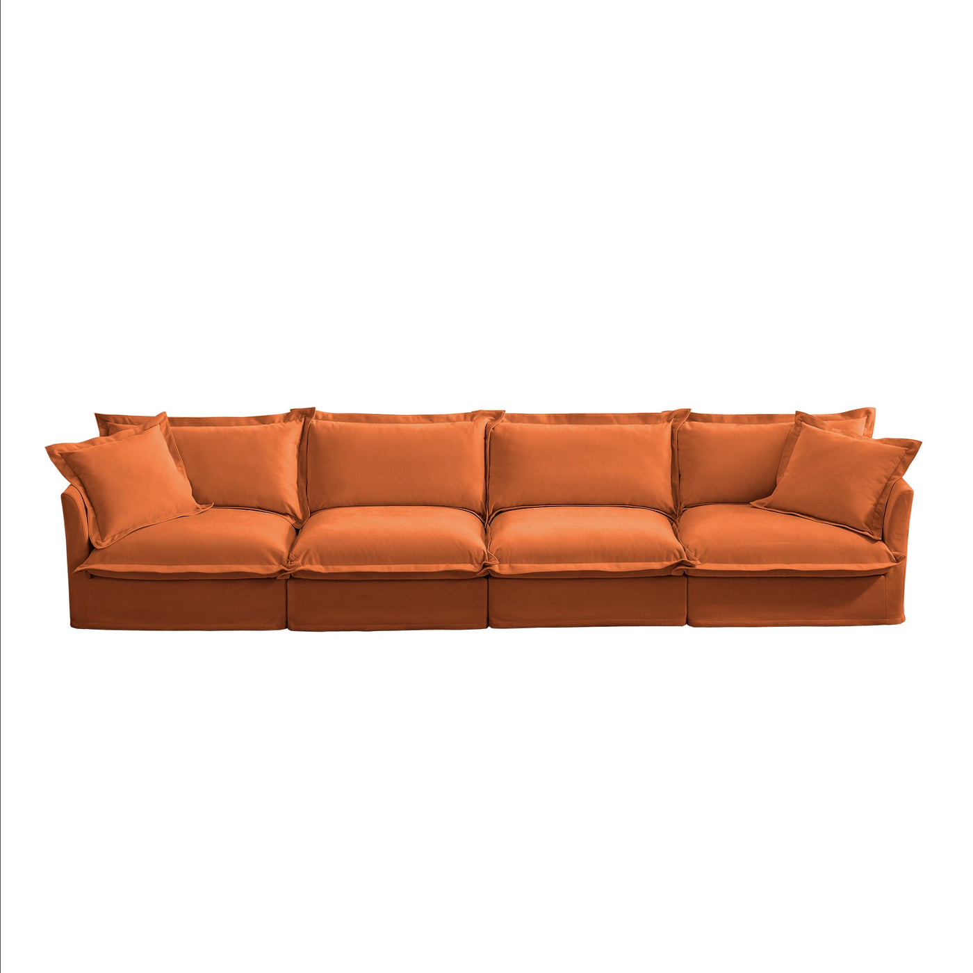 Slipcovered Long Sofa, 4 Seater Sofa with Removable Cover, Extra Deep Couch for Living Room, ,Chenille Fabric Cloud Like Comfy Sofa Couch, Orange Chenille Fabric
